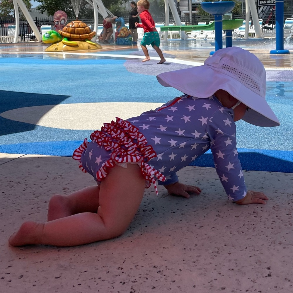 Baby girl Caden Lane Patriotic 4th of July One Piece Swimsuit Rash Guard 🇺🇸